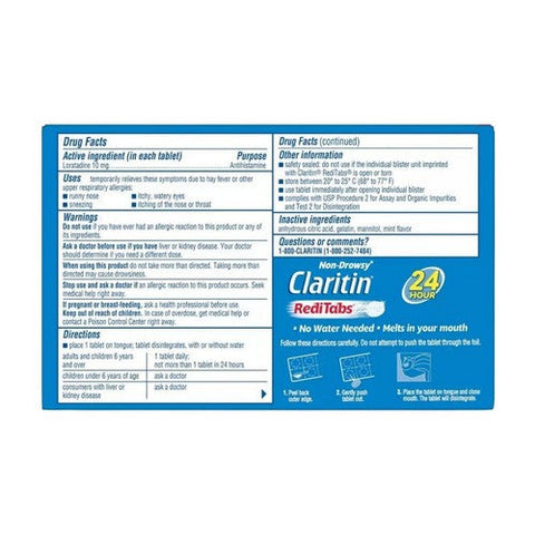 Claritin, Loratadine Antihistamine 24 Hour Allergy Reditabs, 10 Mg, 30 Tabs Claritin
