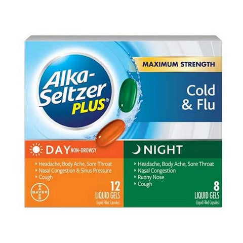 Alka-Seltzer, Cold And Flu Liquid Gels Day & Night, 20 Caps Alka-Seltzer