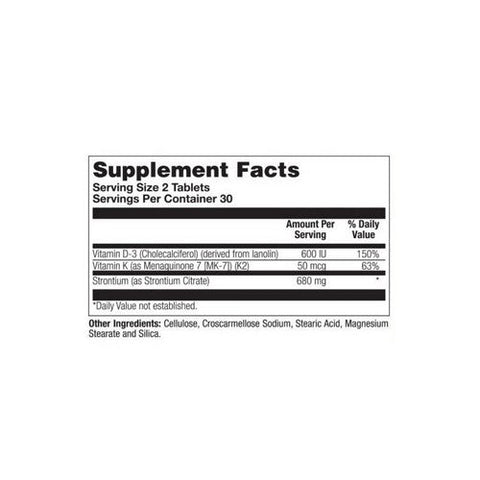 Nature's Life, Strontium Plus D3 And K2, 60 Tabs Nature's Life