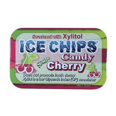 Ice Chips Candy, Hand Crafted Candy Tin Cherry Sour, Sour Cherry 1.76 oz