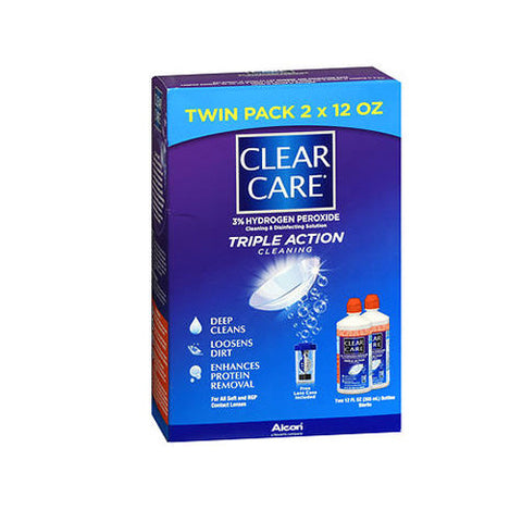 Clear Care, Triple Action Cleaning And Disinfecting Contact Lens Solution, 24 Oz Clear Care