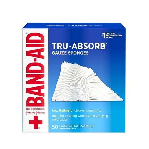 Band-Aid, Mirasorb Gauze Sponges Large 4 inch x 4 inch, 50 Each