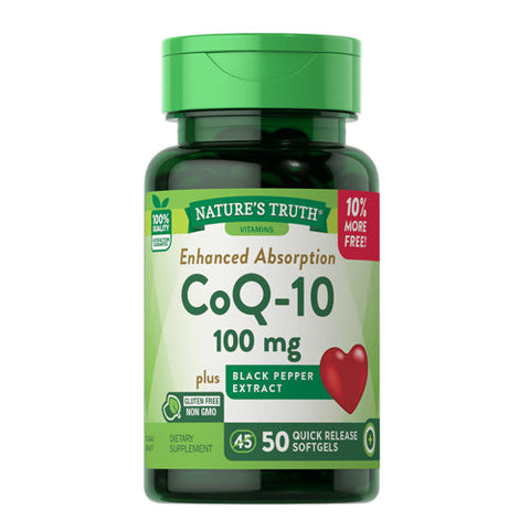 Nature's Truth, Coq-10 Plus Black Pepper Extract Quick Release Softgels, 100 Mg, 50 Caps Nature's Truth