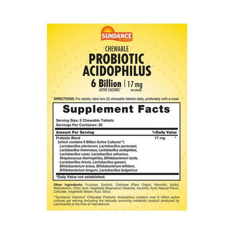 Sundance, Probiotic Acidophilus Chewable Tablets, 60 Tabs Sundance