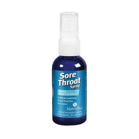 NatraBio, Sore Throat Spray Homeopathic Mint, 4 Oz NatraBio