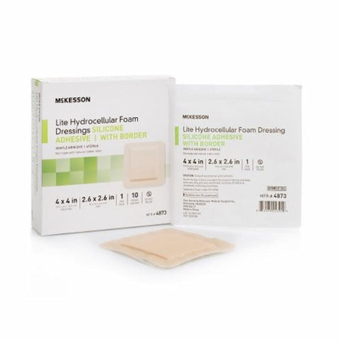 McKesson, Thin Silicone Foam Dressing 4X4 Inch Sterile, Case Of 20 McKesson