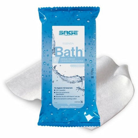 Sage, Essential Bath Wipe Medium Weight Soft Scented, 1 Packet / 8 Count
