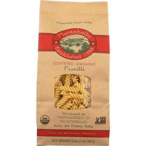 Montebello, Organic Fusilli Pasta, 16 Oz(Case Of 12) Montebello