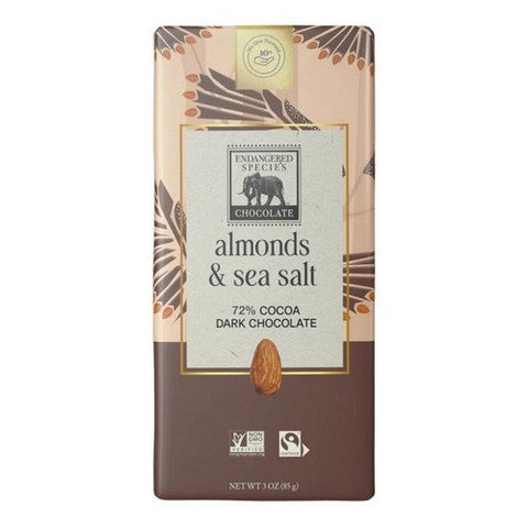 Endangered Species, Dark Chocolate With Sea Salt And Almonds, 3 Oz(Case Of 12) Endangered Species