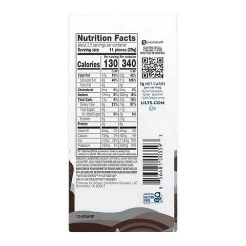 Lily's, Dark Chocolate With Stevia Sea Salt, 2.8 Oz(Case Of 12) Lily's