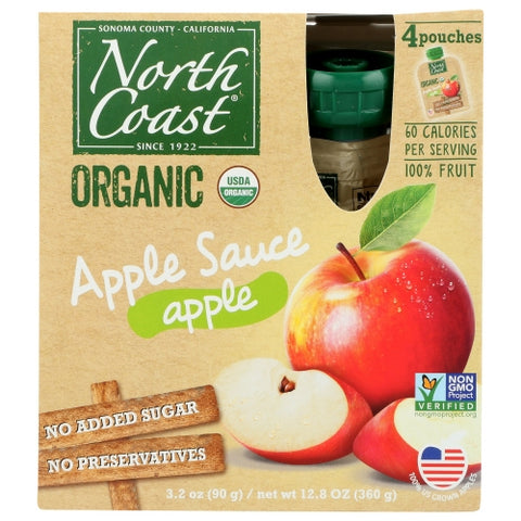 Applesauce 4Pk Pch Org Case of 6 X 12.8 Oz by North Coast