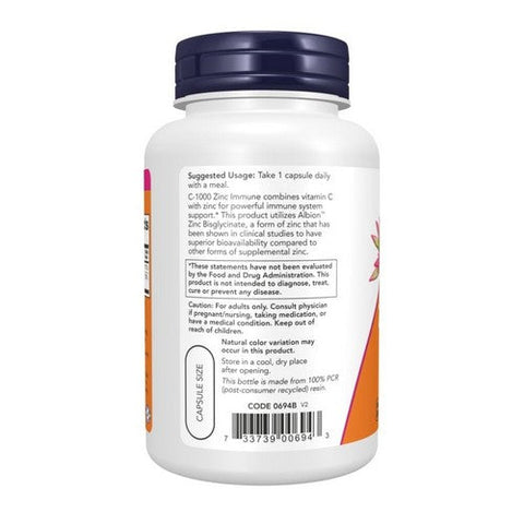 Now Foods, C-1000 Zinc Immune, 90 Veg Caps Now Foods