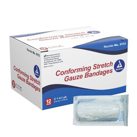 Dynarex, Sterile Conforming Bandage 3 Inch x 4-1/10 Yard, Count of 12