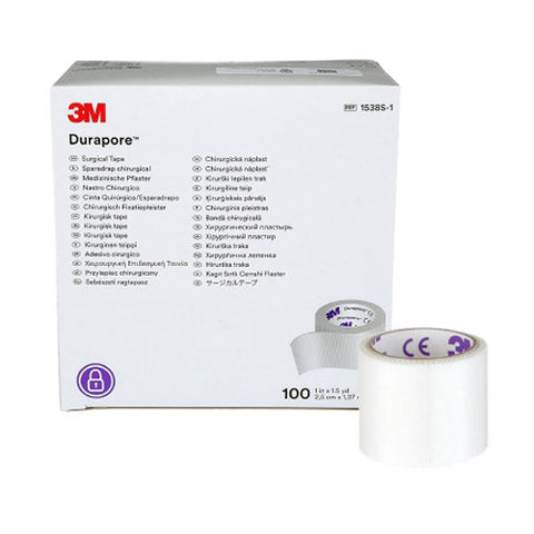 3M, Durapore Silk-Like Cloth Medical Tape 1 Inch x 1-1/2 Yard White, Box Of 100
