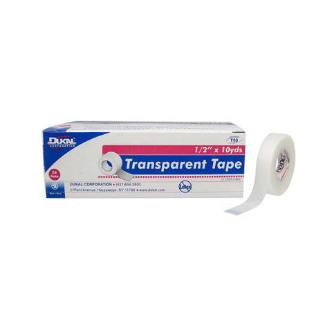 Dukal, Transparent Medical Tape 1 Inch x 10 Yard, Box Of 12 Dukal