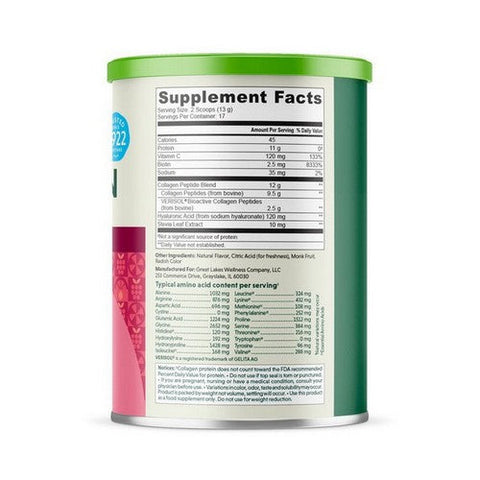 Great Lakes Wellness, Collagen Peptides Daily Beauty Raspberry Lemonade, 8 Oz Great Lakes Wellness