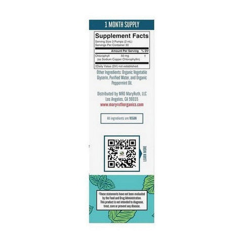 MaryRuth's, Vegan Chlorophyll Liquid Drops Peppermint, 50 Mg, 2 Oz MaryRuth's