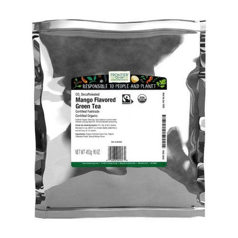 Frontier Coop, Organic CO2 Decaffeinated Mango Flavored Green Tea, 1 Lb