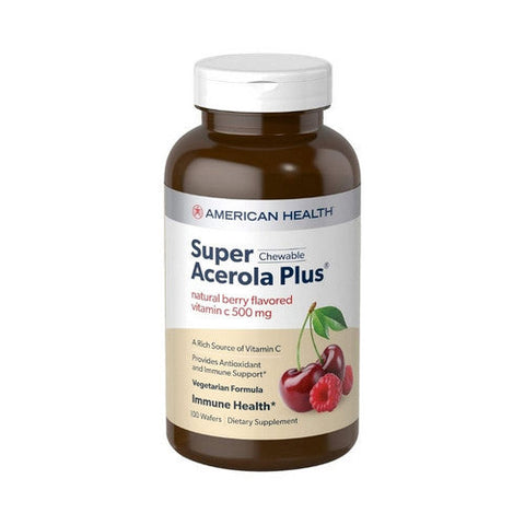 American Health, Chewable Super Acerola Plus Natural Vitamin C, 500 mg, 100 Wafers American Health