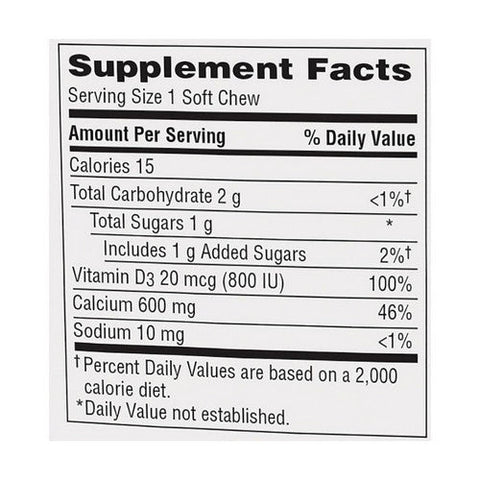 Caltrate, Soft Chews 600  Plus D3 Bone Strength Chocolate Truffle, 60 Each