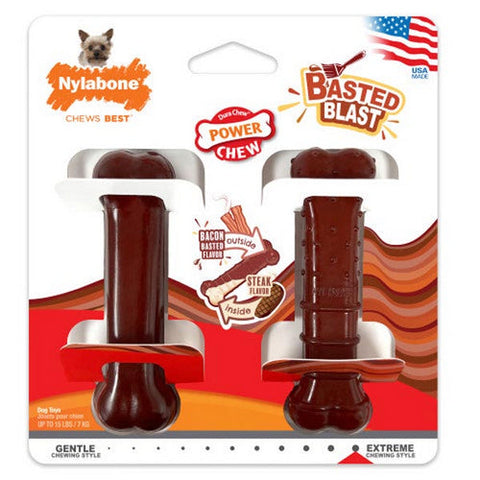 Nylabone, Power Chew Basted Blast Dual Flavored Dog Chew Toys, 1 Count (XS - Up To 15 Lbs) Nylabone