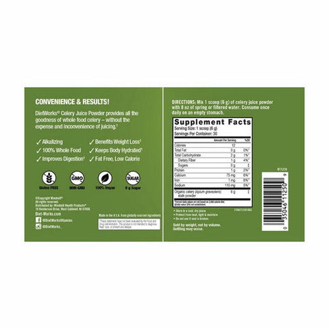 DietWorks, Celery Juice Powder, 6.35 Oz