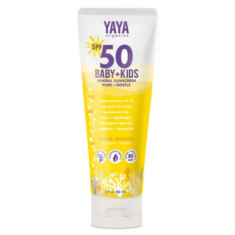 Yaya Organics, Baby And Kids Mineral Sunscreen Lotion SPF 50, 3 Oz Yaya Organics