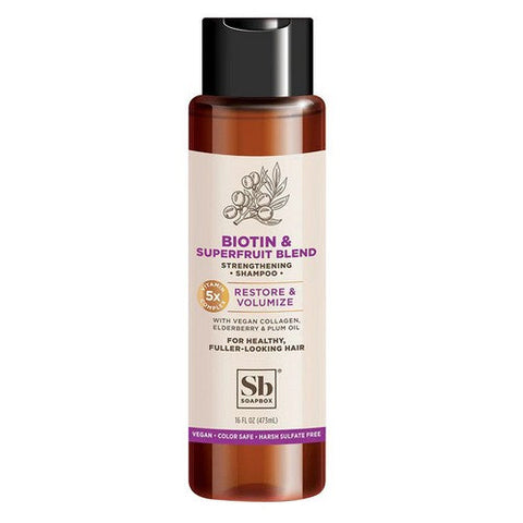 Soapbox, Biotin And Superfruit Restore And Volumize Shampoo, 16 Oz Soapbox