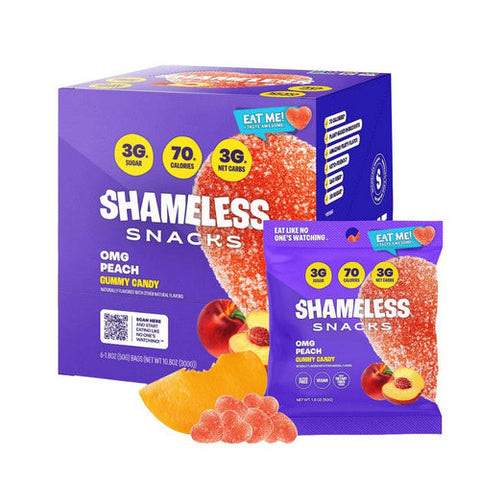 Shameless Snacks, Omg Peach Gummy Candy, 6 Count Shameless Snacks