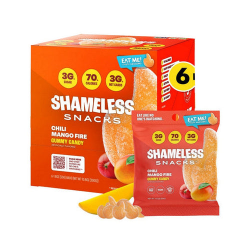 Shameless Snacks, Chili Mango Fire Gummy Candy, 6 Count Shameless Snacks