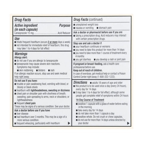 Foster And Thrive, Acid Reducer Lansoprazole Delayed-Release, 15 Mg, 14 Caps Foster And Thrive
