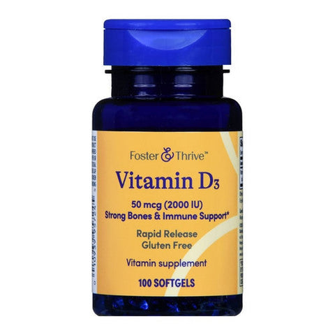 Foster And Thrive, Vitamin D3 Rapid Release, 50 Mcg, 100 Softgels Foster And Thrive