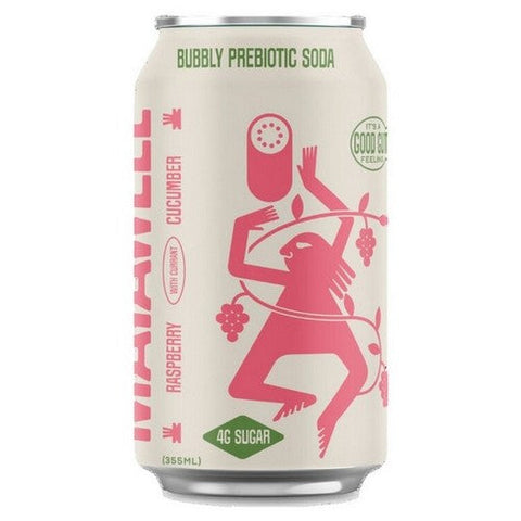 Mayawell, Sparkling Soda Prebiotic With Currant Raspberry Cucumber, 12 Oz X 4 Count (Case Of 6)