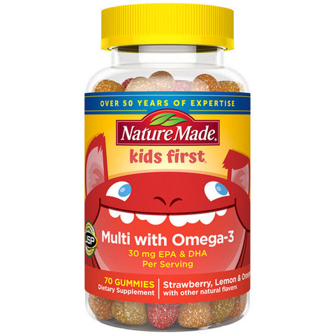 Kids First Multivitamin With Omega 3 Strawberry Lemon And Orange Gummies 70 Count (Case Of 3) by Nature Made