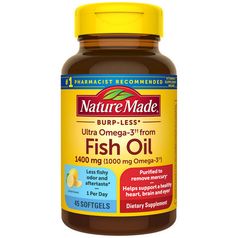 Burp Less Ultra Omega 3 from Fish Oil 45 Count (Case Of 3) by Nature Made