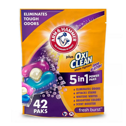 Laundry Detergent Paks Plus Oxiclean With Odor Blasters 42 Count (Case Of 4) by Arm & Hammer