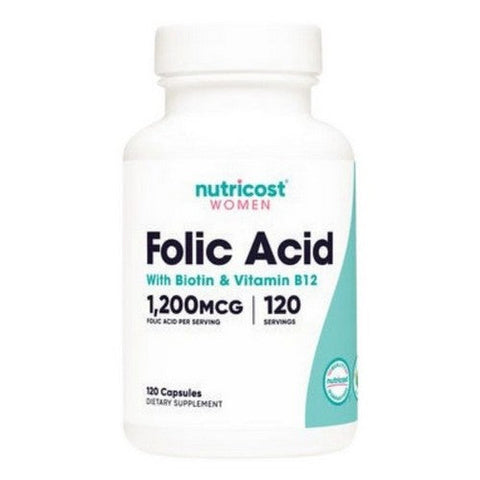 Nutricost, Folic Acid for Women Capsules, 1200 Mcg, 120 Count Nutricost