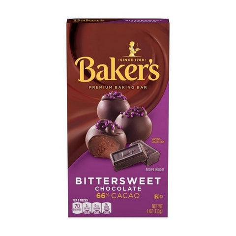 Bittersweet Chocolate Premium Baking Bar With Cacao Box 4 Oz (Case Of 12) by Bakers Supply House