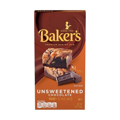 Unsweetened Baking Chocolate Bar 4 Oz (Case Of 12) by Bakers Supply House