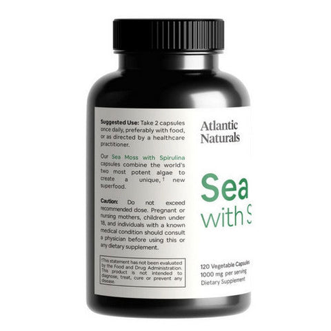 Atlantic Naturals, Organic Sea Moss with Spirulina, 1000 Mg, 120 Capsules
