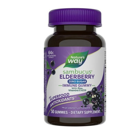 Sambucus Elderberry Zero Sugar Immune Gummy 50 Count by Nature's Way