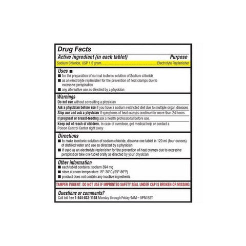 Consolidated Midland Corp, Sodium Chloride USP Normal Salt, 1000 Tabs Consolidated Midland Corp