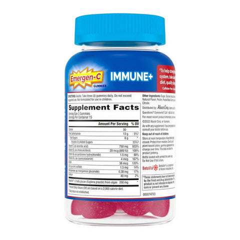 Emergen-C, Immune+ Gummies Raspberry, 45 Gummies Emergen-C