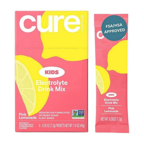 Cure Hydration, Kids Hydration Mix Pink Lemonade, 1.6 Oz Cure Hydration