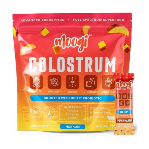 Moogi, Colostrum Powder Peach Mango Sticks, 30 Packets Moogi