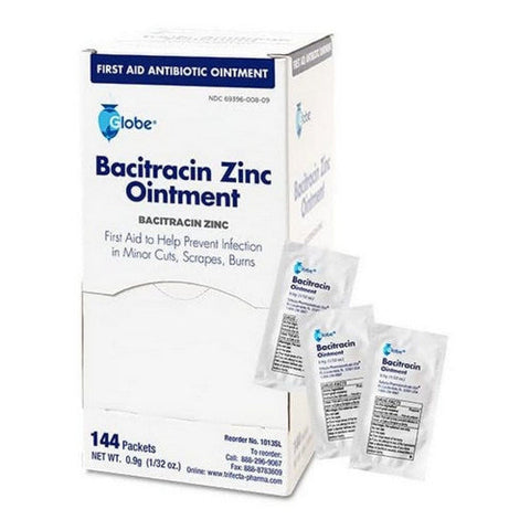 Globe, Bacitracin Antibiotic Zinc Ointment, 144 Packets Globe