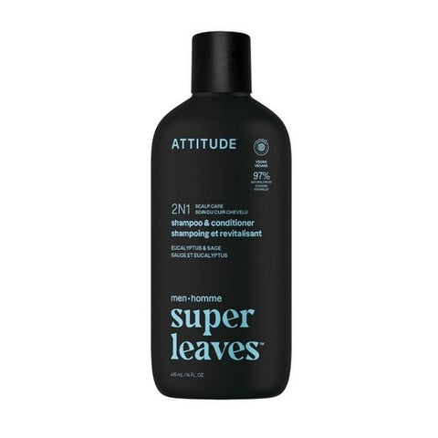 Attitude, Men's Eucalyptus And Sage Scalp Care 2-In-1 Shampoo & Conditioner, 14 Oz