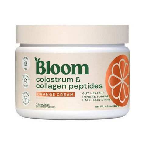 Colostrum And Collagen Peptides Orange Cream 4.23 Oz by Bloom Nutrition