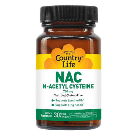 Country Life, NAC (N-Acetyl Cysteine), 750 Mg, 30 Veg Caps Country Life