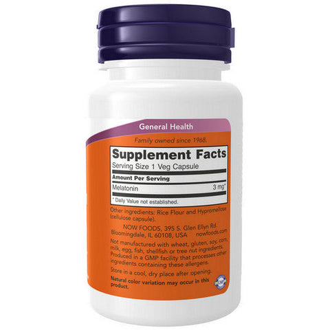 Now Foods, Melatonin, 3 mg, 60 Caps